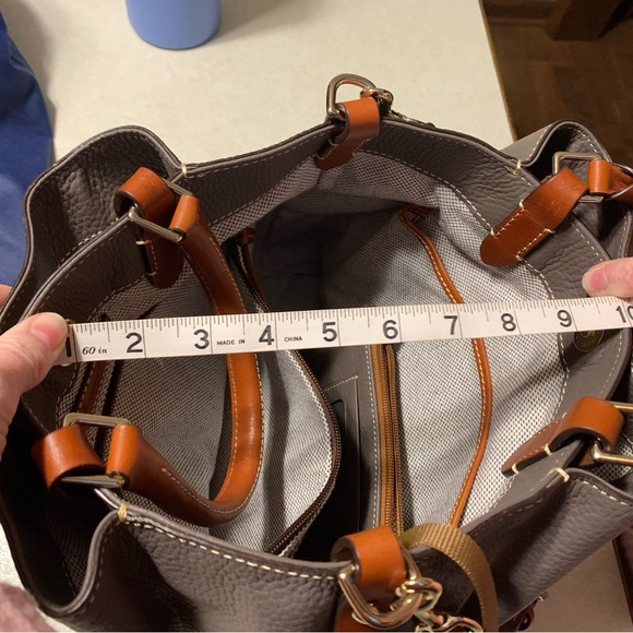 Dooney & Bourke Gray and Brown Leather Satchel - Picture 15 of 15